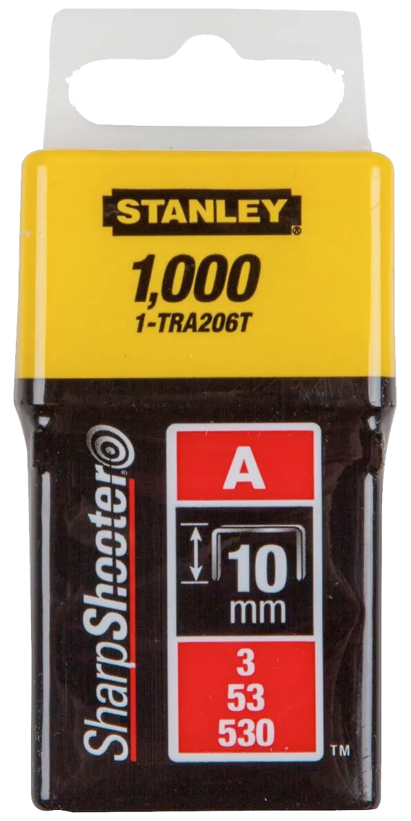 Скоба для степлера  "LIGHT DUTY" тип "А" (5/53/530) 10мм/ 3/8" * 1000шт (1-TRA206T) STANLEY