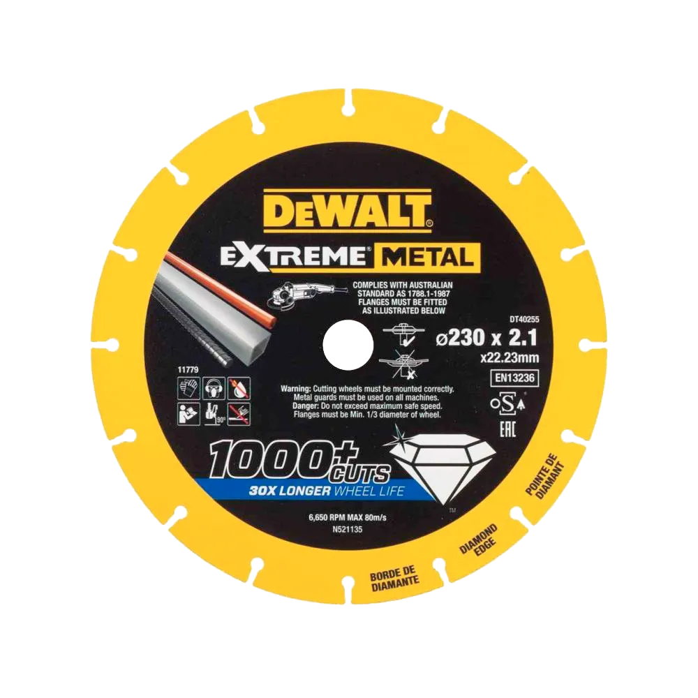 Диск алмазный по металлу 230х2.1х22.2мм сегментный DeWALT  DT40255-QZ