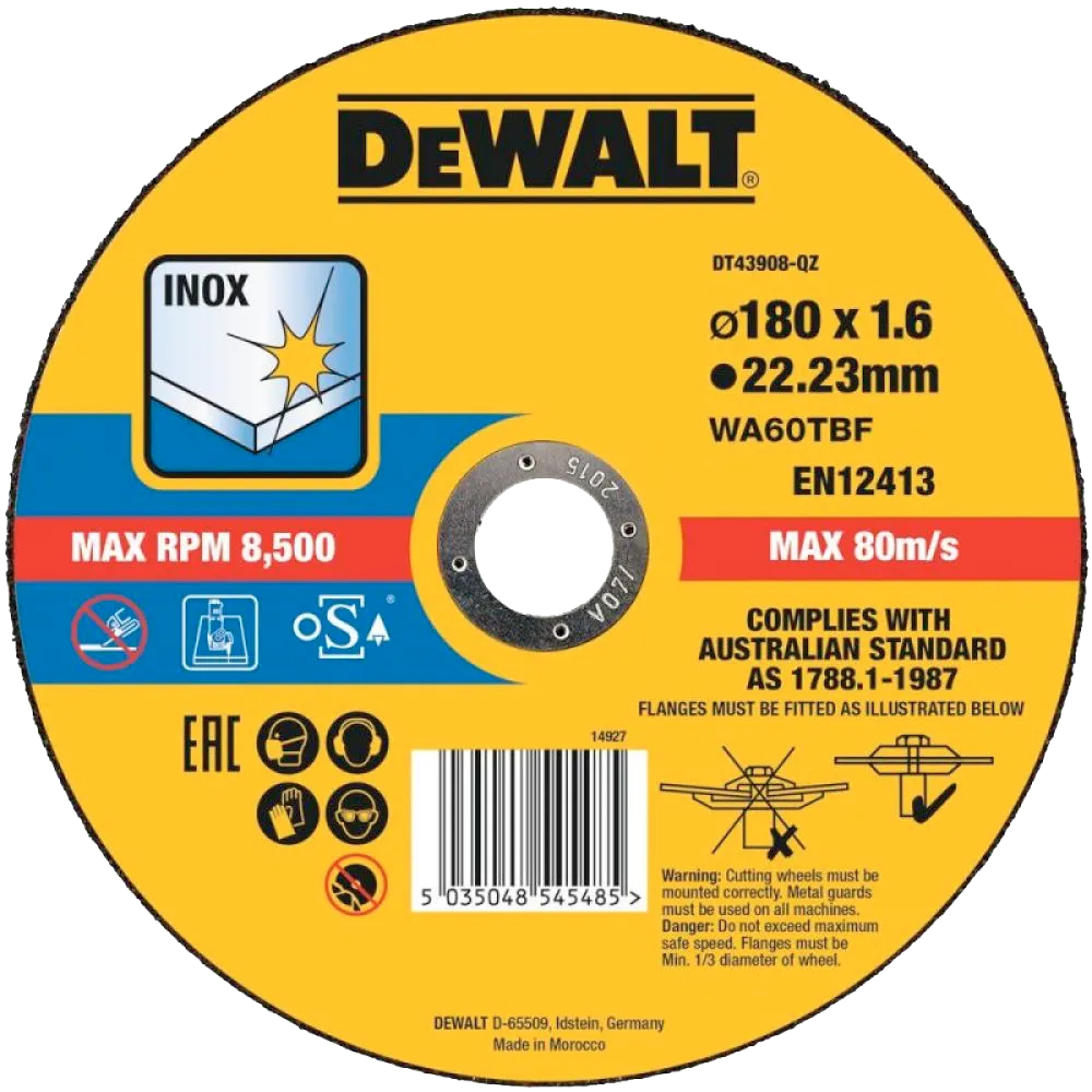 Диск отрезной по металлу 180х1.6х22,23, тип 41 DT43908-QZ  DeWalt