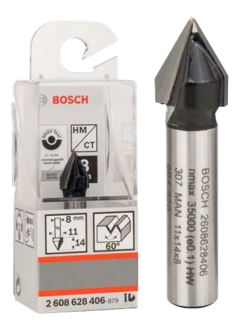Фреза пазовая-V Std S8/D11/L14/60° BOSCH