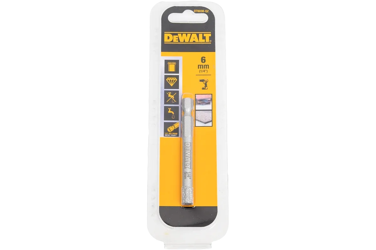 Сверло п/стеклу, керамике алм.трубч.EXTREME, 6мм DT6038 DeWalt