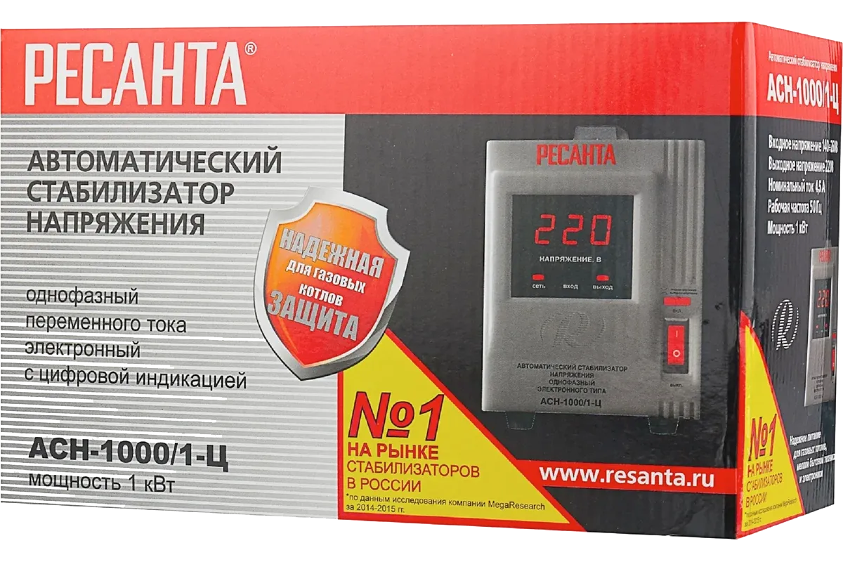 Стабилизатор однофазный АСН-1000/1-Ц РЕСАНТА 63/6/2
