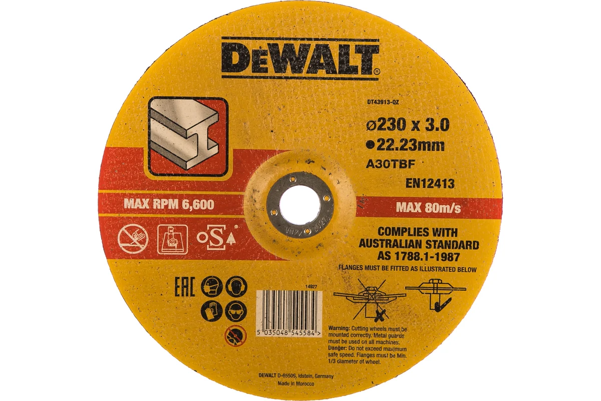 Диск отрезной по металлу 230х22.2х2,8 тип42  DT43913-QZ DeWALT