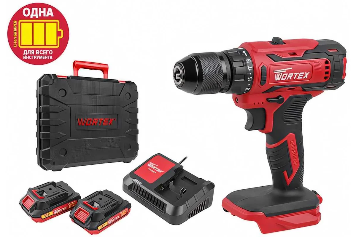 Акк. дрель шуруповерт 18В BD 1820-1 Li в чем. ALL1 WORTEX 0329209