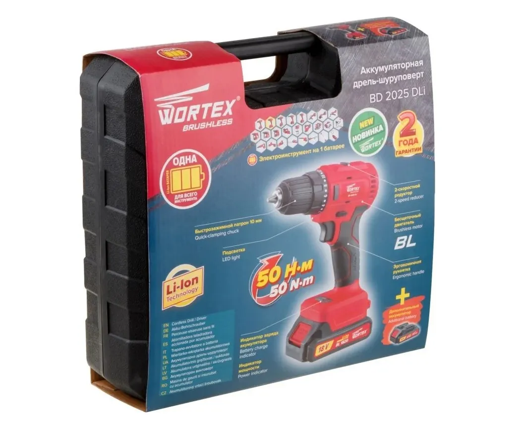 Акк. дрель шуруповерт 18В BD 2025 DLi ALL1 XLT WORTEX BD2025DLi1029