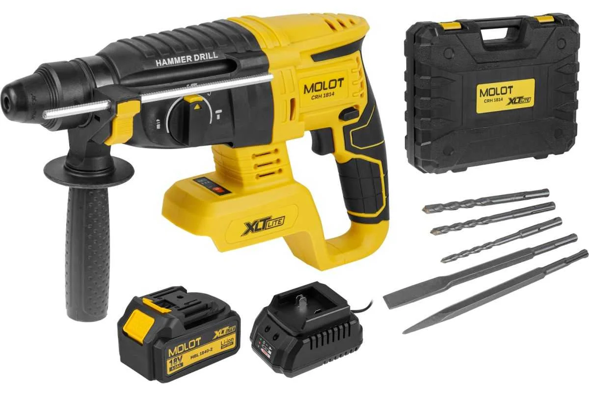 Перфоратор акк. 18В SDS-plus CRH 1814 XLT Lite SET MOLOT 2318034