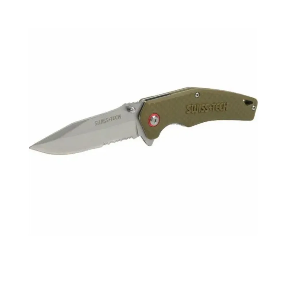 Нож складной Swiss+Tech 4" чёрный, Сталь-4Cr13; Ручка-Nylon ST014016