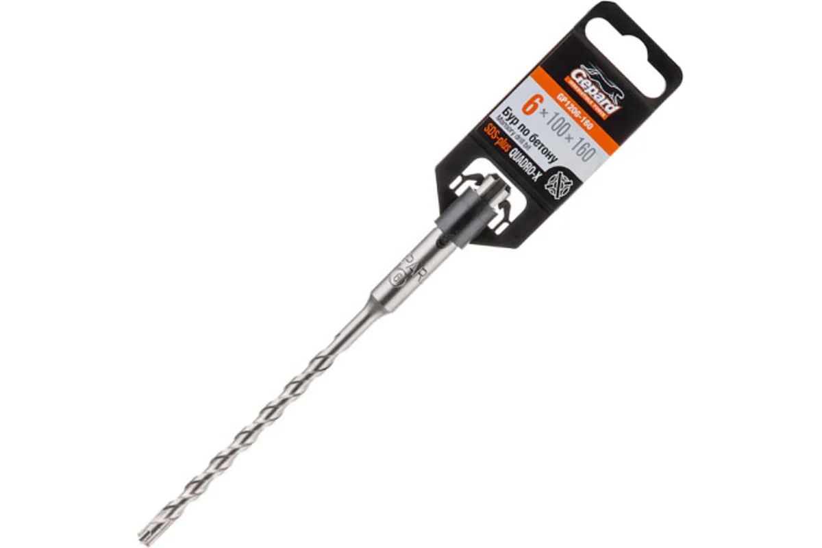 Бур SDS-plus 6х100х160мм QUADRO-X Gepard (1шт) GP1206-160
