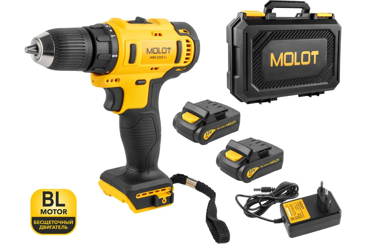 Акк. дрель шуруповерт 12В MBD 1215 Li в чем. MOLOT 1335568