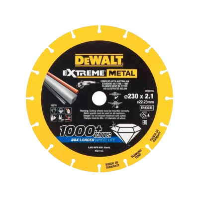 Диск алмазный по металлу 230х2.1х22.2мм сегментный DeWALT  DT40255-QZ