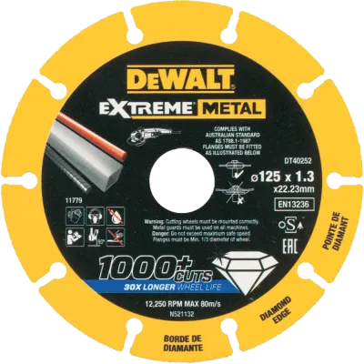 Диск алмазный по металлу 125х1.3х22.2мм сегментный DeWALT  DT40252-QZ