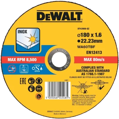 Диск отрезной по металлу 180х1.6х22,23, тип 41 DT43908-QZ DeWalt
