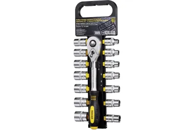 Набор головок торцевых 6-гранных SuperLock с трещоткой 1/2" 15 предметов BERGER