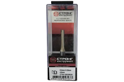 Фреза прямая пазовая по дереву 8x6Dх25H мм Strong СТФ-10030625