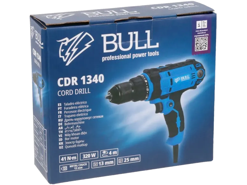 Шуруповерт сетевой CDR 1340 в кор. BULL 1333409