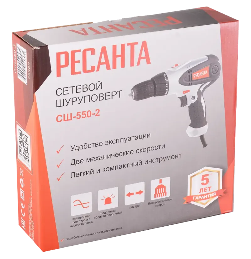 Шуруповерт сетевой СШ-550-2 РЕСАНТА 75/16/1