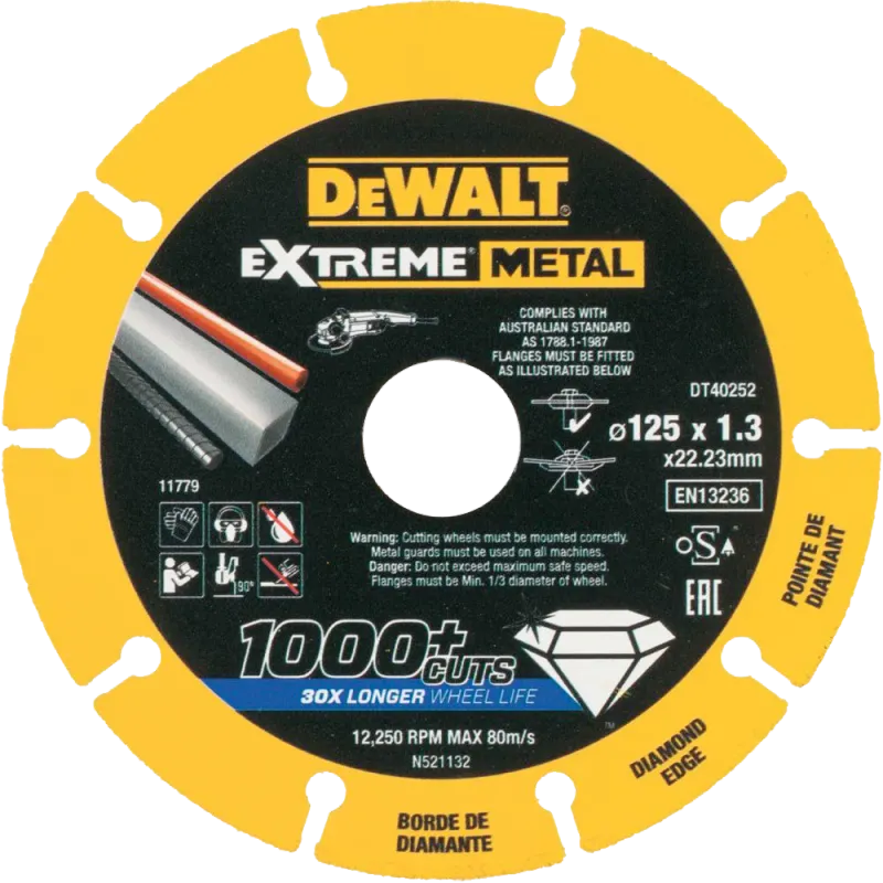 Диск алмазный по металлу 125х1.3х22.2мм сегментный DeWALT  DT40252-QZ