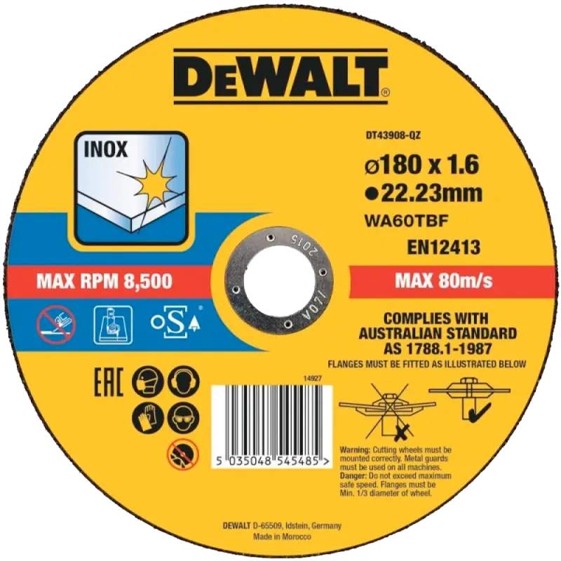 Диск отрезной по металлу 180х1.6х22,23, тип 41 DT43908-QZ  DeWalt