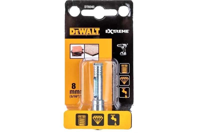 Сверло п/стеклу, керамике алм.трубч.EXTREME, 8мм DT6040 DeWalt
