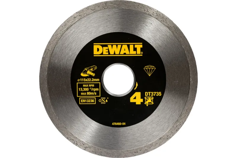 Диск алмазный по керамике 115х1.6х22.2мм сплошной DeWALT DT3735-XJ