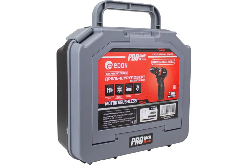 Акк. дрель шуруповерт 16В PROtech AD-16BL Edon 27984