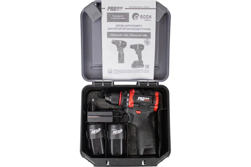 Акк. дрель шуруповерт 16В PROtech AD-16BL Edon 27984