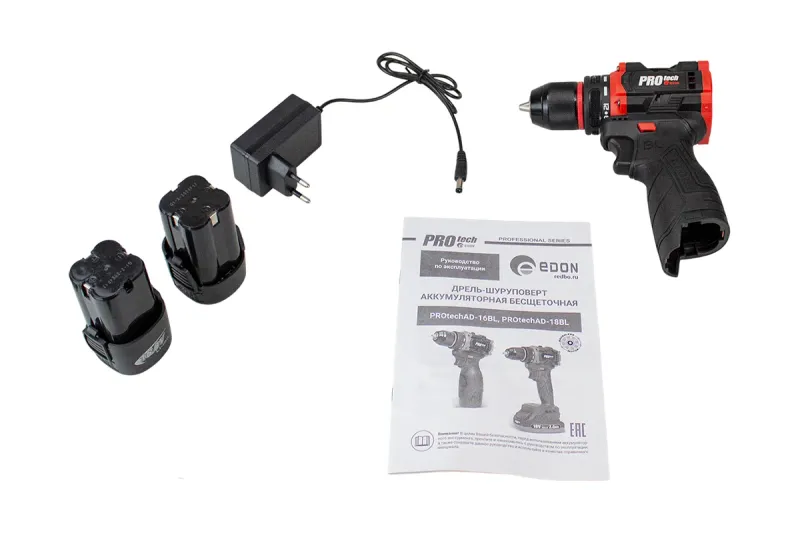 Акк. дрель шуруповерт 16В PROtech AD-16BL Edon 27984