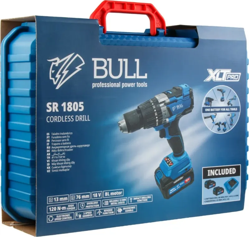 Акк. дрель шуруповерт 18В SR 1805 в чем. XLTpro BULL 1329603