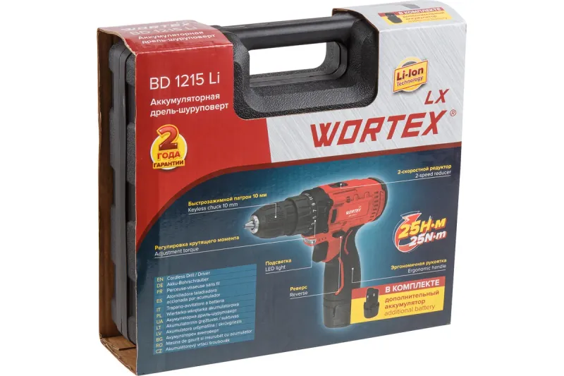 Акк. дрель шуруповерт 12В LX BD 1215 Li WORTEX 0329353